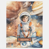 Individuelle Name-Blanket-Raketenschiff und Planet Fleecedecke (Vorderseite)