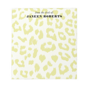 Individuelle Name Blass Green Leopard Print Notizblock