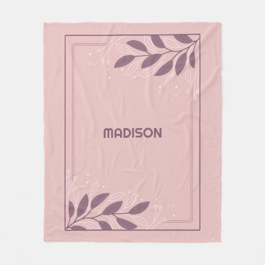 Individuelle Name-Blattrahmen Fleecedecke (Vorderseite)