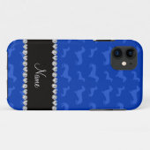 Individuelle Name Blau Dackel Schwarzer Herzstreif Case-Mate iPhone Hülle (Rückseite (Horizontal))