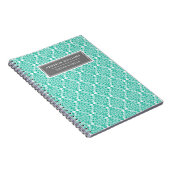 Individuelle Name Blau florale Damask Tulip Muster Notizblock (Rechte Seite)