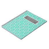 Individuelle Name Blau florale Damask Tulip Muster Notizblock (Linke Seite)