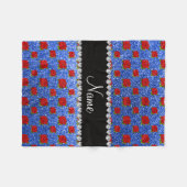 Individuelle Name Blau Glitzer Rose Fleecedecke (Vorderseite (Horizontal))