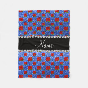 Individuelle Name Blau Glitzer Rose Fleecedecke