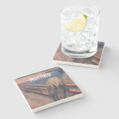 Individuelle Name blau orange Der Schrei Steinuntersetzer (Seitenansicht)