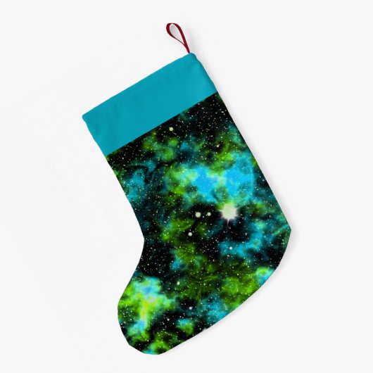 Individuelle Name Blau und Grüngalaxie Kosmisch Kleiner Weihnachtsstrumpf (Rückseite (Hängend))