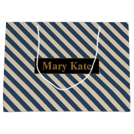 Individuelle Name Blau/Vanilla Streifen Große Geschenktüte