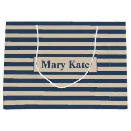 Individuelle Name Blau/Vanilla Streifen Große Geschenktüte