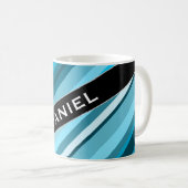 Individuelle Name; Blaue/Aquamarine/aquatische Str Kaffeetasse (VorderseiteRechts)