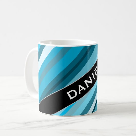 Individuelle Name; Blaue/Aquamarine/aquatische Str Kaffeetasse (Vorderseite Links)
