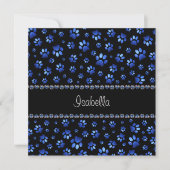 Individuelle Name, blaue Glitzer-Hundpaare (Vorderseite)