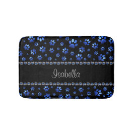 Individuelle Name, blaue Glitzer-Hundpaare Badematte