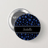 Individuelle Name, blaue Glitzer-Hundpaare Button (Vorne & Hinten)