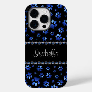 Individuelle Name, blaue Glitzer-Hundpaare Case-Mate iPhone 14 Pro Hülle