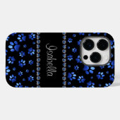 Individuelle Name, blaue Glitzer-Hundpaare Case-Mate iPhone Hülle (Rückseite (Horizontal))