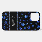 Individuelle Name, blaue Glitzer-Hundpaare Case-Mate iPhone Hülle (Rückseite (Horizontal))