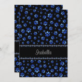 Individuelle Name, blaue Glitzer-Hundpaare Dankeskarte (Vorne/Hinten)