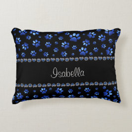 Individuelle Name, blaue Glitzer-Hundpaare Dekokissen