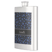 Individuelle Name, blaue Glitzer-Hundpaare Flachmann (Links)