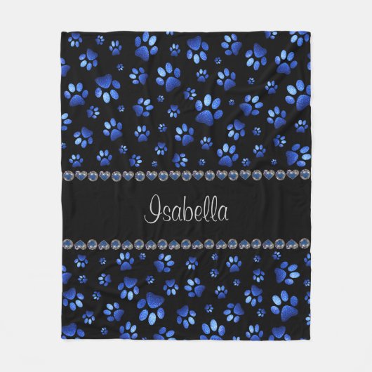 Individuelle Name, blaue Glitzer-Hundpaare Fleecedecke (Vorderseite)