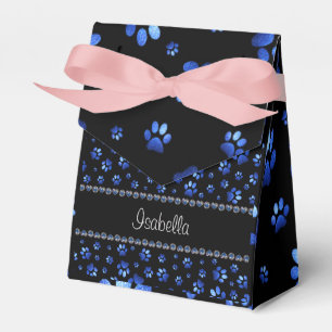 Individuelle Name, blaue Glitzer-Hundpaare Geschenkschachtel