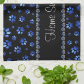 Individuelle Name, blaue Glitzer-Hundpaare Geschirrtuch (Gefaltet)