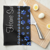 Individuelle Name, blaue Glitzer-Hundpaare Geschirrtuch (Viertel Falte)