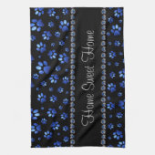 Individuelle Name, blaue Glitzer-Hundpaare Geschirrtuch (Vertikal)