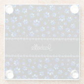 Individuelle Name, blaue Glitzer-Hundpaare Glasuntersetzer (Rückseite)