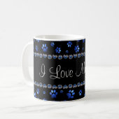 Individuelle Name, blaue Glitzer-Hundpaare Kaffeetasse (Vorderseite Links)