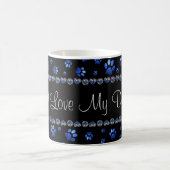 Individuelle Name, blaue Glitzer-Hundpaare Kaffeetasse (Mittel)