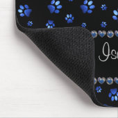 Individuelle Name, blaue Glitzer-Hundpaare Mousepad (Ecke)