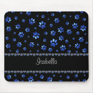 Individuelle Name, blaue Glitzer-Hundpaare Mousepad