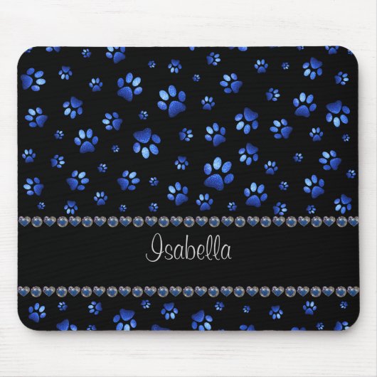 Individuelle Name, blaue Glitzer-Hundpaare Mousepad (Vorne)