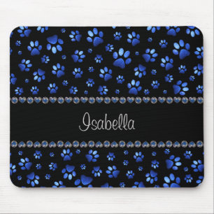 Individuelle Name, blaue Glitzer-Hundpaare Mousepad