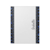 Individuelle Name, blaue Glitzer-Hundpaare Notizblock (Rotiert)