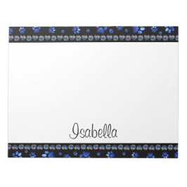 Individuelle Name, blaue Glitzer-Hundpaare Notizblock