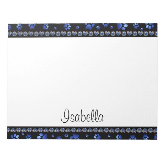 Individuelle Name, blaue Glitzer-Hundpaare Notizblock (Vorderseite)