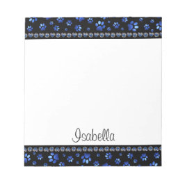 Individuelle Name, blaue Glitzer-Hundpaare Notizblock