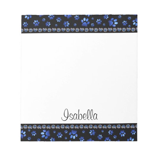 Individuelle Name, blaue Glitzer-Hundpaare Notizblock (Vorderseite)