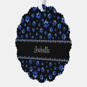 Individuelle Name, blaue Glitzer-Hundpaare Ornament Karte (Links)