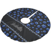 Individuelle Name, blaue Glitzer-Hundpaare Polyester Weihnachtsbaumdecke (Schrägansicht)