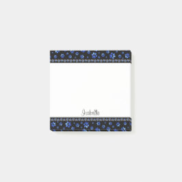Individuelle Name, blaue Glitzer-Hundpaare Post-it Klebezettel