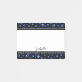 Individuelle Name, blaue Glitzer-Hundpaare Post-it Klebezettel