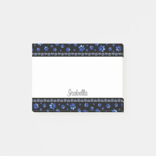 Individuelle Name, blaue Glitzer-Hundpaare Post-it Klebezettel