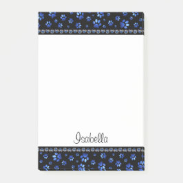 Individuelle Name, blaue Glitzer-Hundpaare Post-it Klebezettel