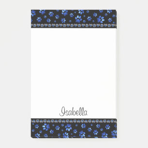 Individuelle Name, blaue Glitzer-Hundpaare Post-it Klebezettel