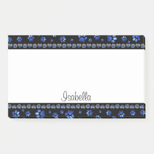 Individuelle Name, blaue Glitzer-Hundpaare Post-it Klebezettel