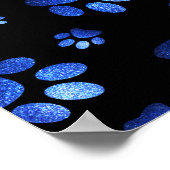 Individuelle Name, blaue Glitzer-Hundpaare Poster (Ecke)