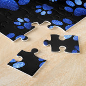 Individuelle Name, blaue Glitzer-Hundpaare Puzzle (Seite)